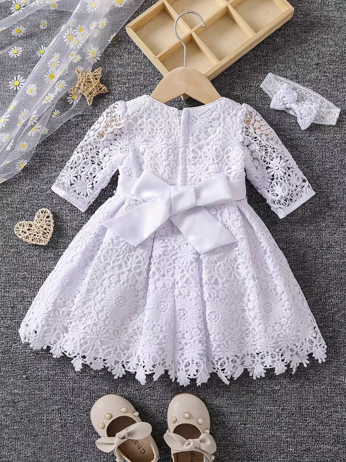 Boho Style Flower Hollow Out Little Girls Princess Dress