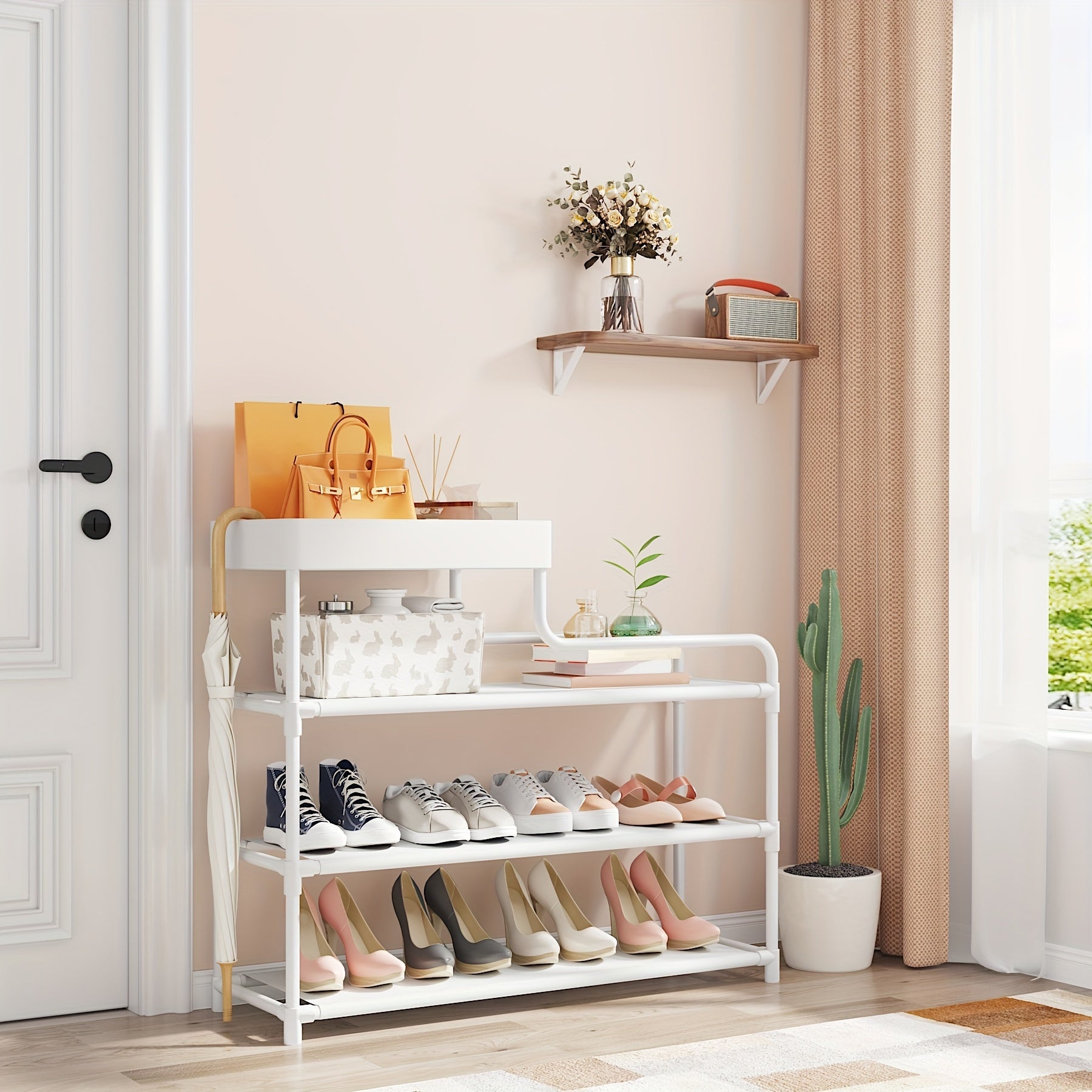 1pc Dustproof Shoe Rack Space-saving Shelf Storage Shoe Rack