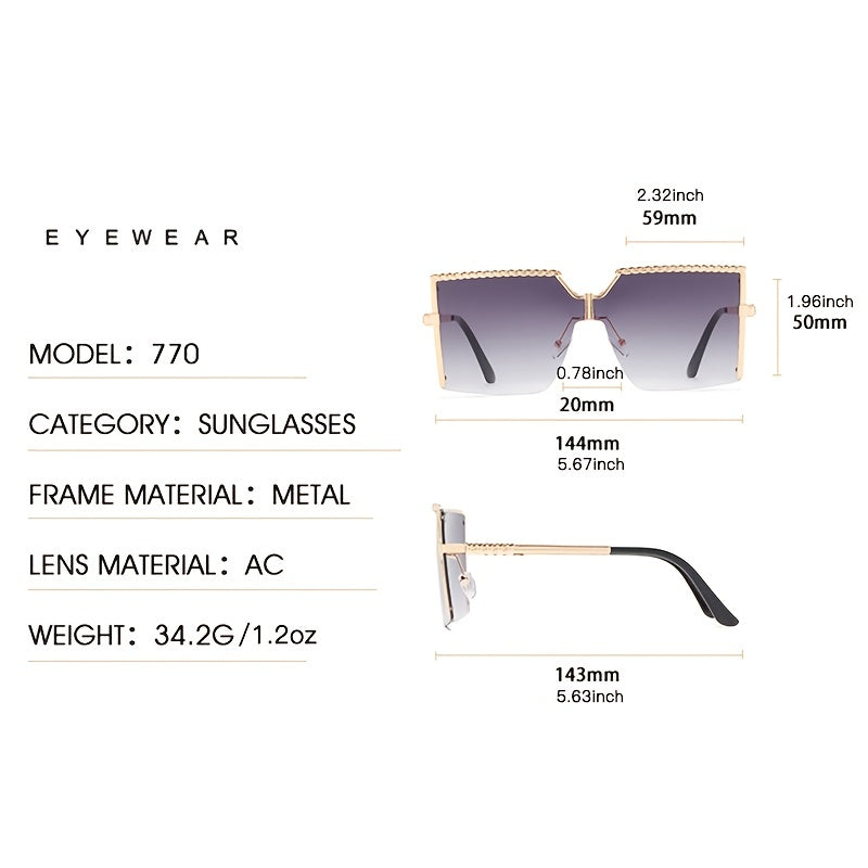Vintage Semi Rimless Women's Sunglasses Gradient Eyewear