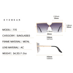 Vintage Semi Rimless Women's Sunglasses Gradient Eyewear