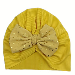 Sequin Bow Decor Turban Cap Elastic Head Wrap Lightweight Beanie
