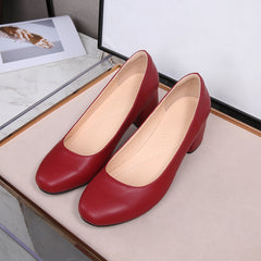 Chunky Heel Court Shoes for Women - Non Slip Mid Heel Footwear