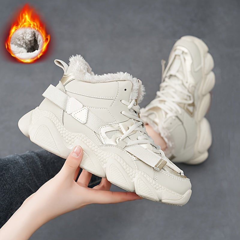 Women's Lace Up Snow Boots Thick Bottom Warm Casual Shoes