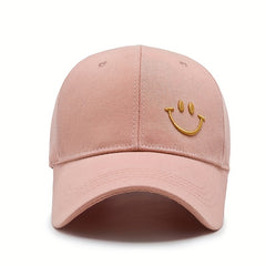 Smiling Embroidery Baseball Cap Solid Casual Dad Hats Unisex Couple Sun Hat
