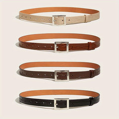 Stone Pattern PU Belt Square Pin Buckle Wide Belt for Women