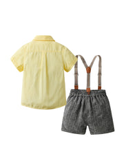 Boys Outfit Suspender Shorts & Shirt Short Sleeves Casual Summer Kids Clothes