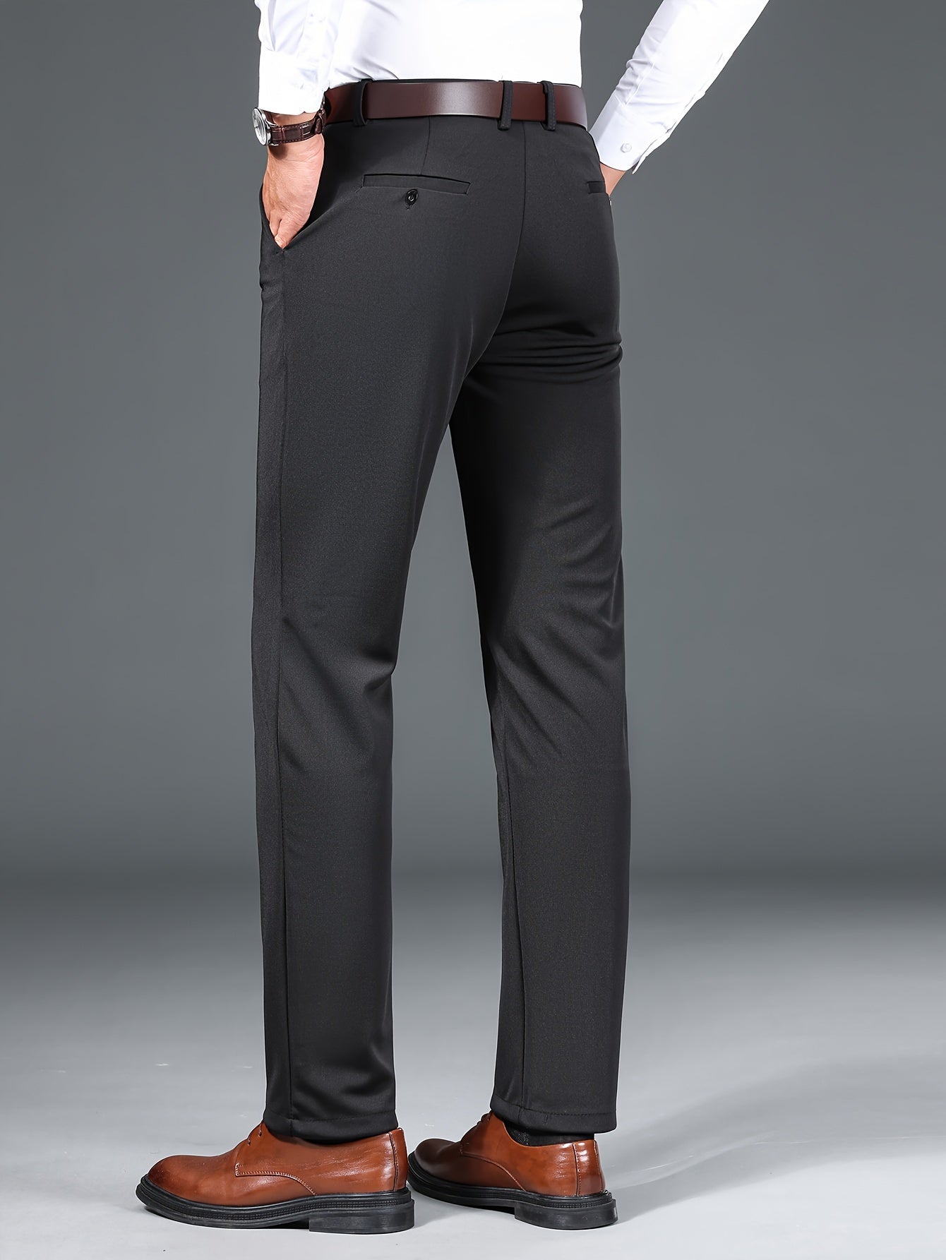 Men's Middle Stretch Dress Pants for Business Wedding Party