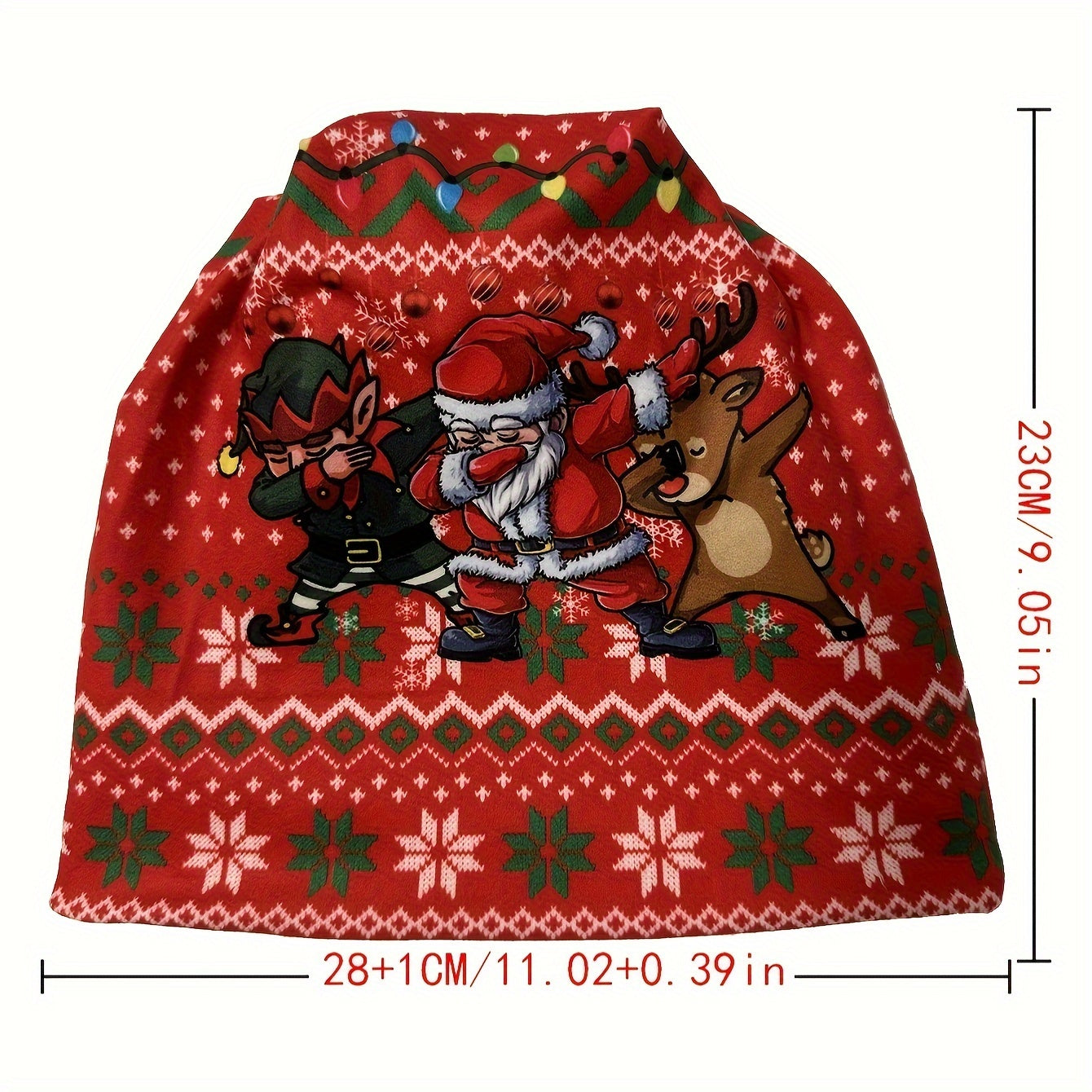 Santa Printed Plush Beanie Hat Winter Outdoor Hat