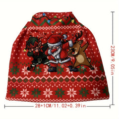 Santa Printed Plush Beanie Hat Winter Outdoor Hat