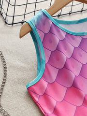 Girls Dreamy Gradient Fish Scale Sleeveless Dress for Summer Party