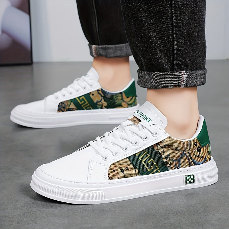 Men's Embroidered Lace-up Skate Shoes Breathable