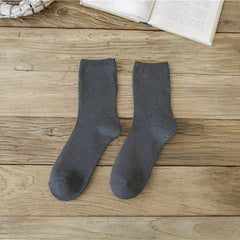 Men's Casual Solid Socks Thickened Warm Socks for Autumn & Winter