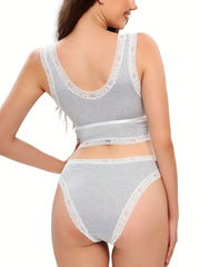 Lace Pajama Set V Neck Tank Top & Shorts Women's Sleepwear