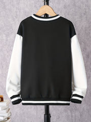 Boys Baseball Collar Varsity Jacket Block Drop Shoulder B Graphic