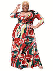 Floral Print Maxi Dress With Belt