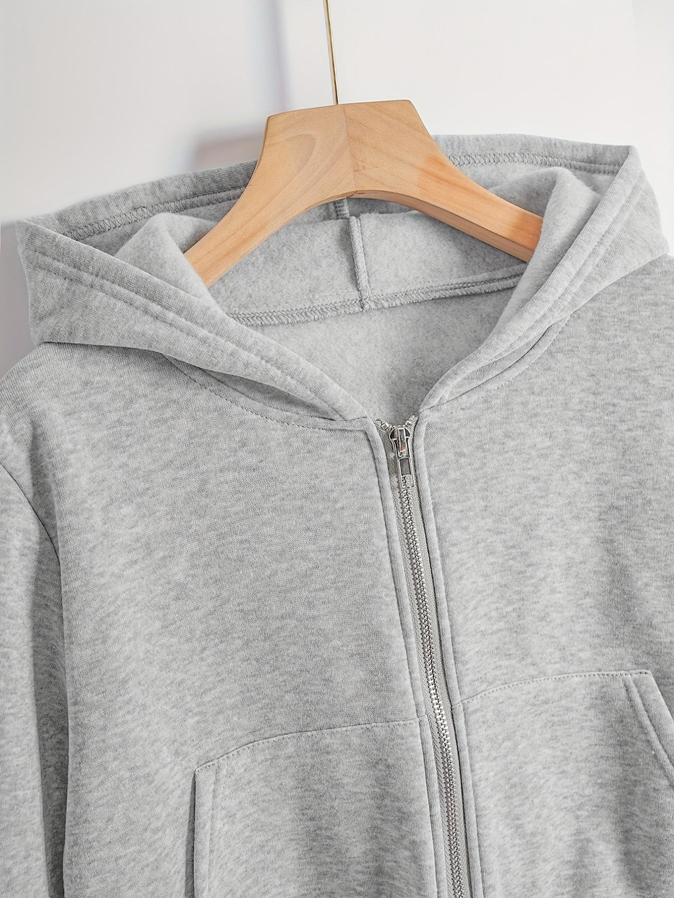 Solid Hooded Jacket Zip-Up Workout Outerwear
