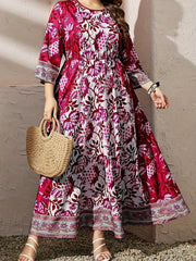 Colorblock Floral Print Maxi Dress