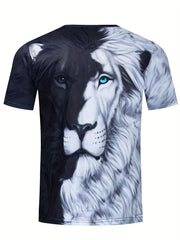Men's Lion Graphic T-shirt 3D Digital Print Casual Tee