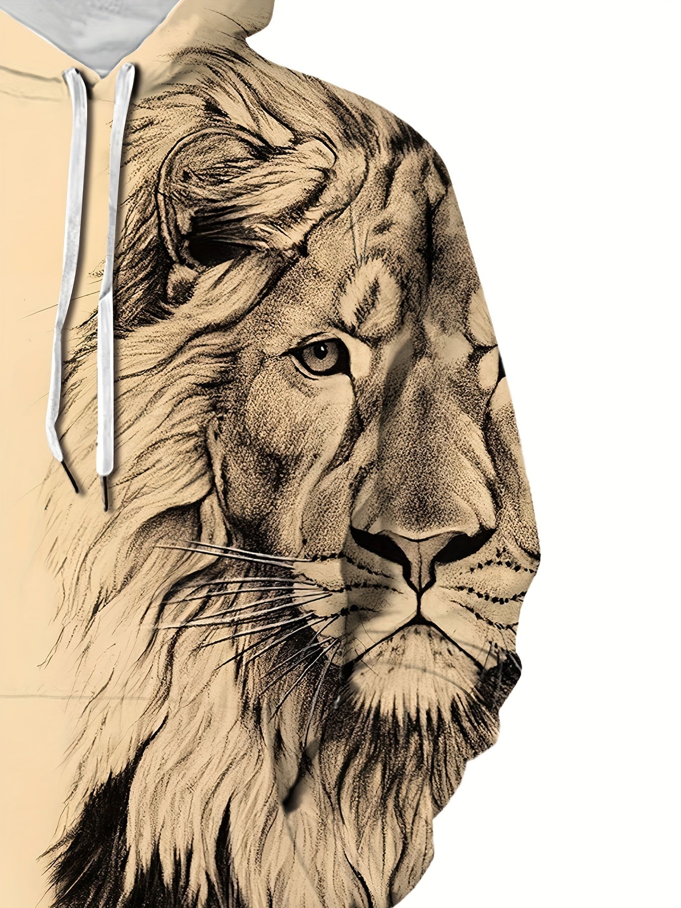 Lion 3D Print Hoodie For Men Loose Hooded Pullover
