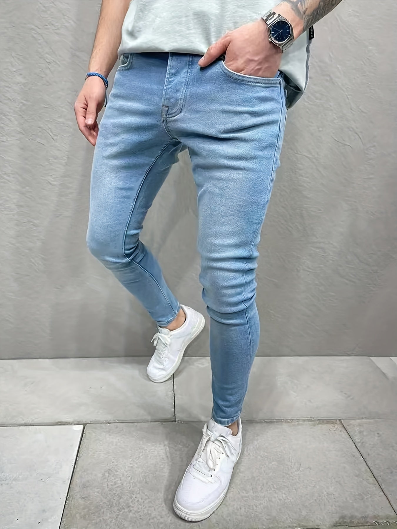Men's Slim Fit Jeans Distressed Stretch Denim Pants