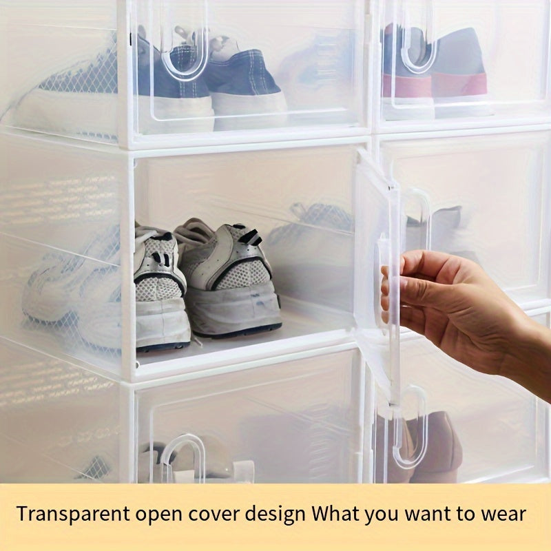 6pcs Transparent Plastic Shoe Boxes Drawer Shoe Cabinet Moisture-proof Dust-pro