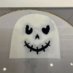 Funny Expression Windproof Knit Beanie Hat With Pirate Skull Print