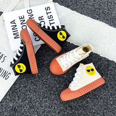 Boys Cartoon High Top Canvas Shoes with Zipper Lightweight Sneakers