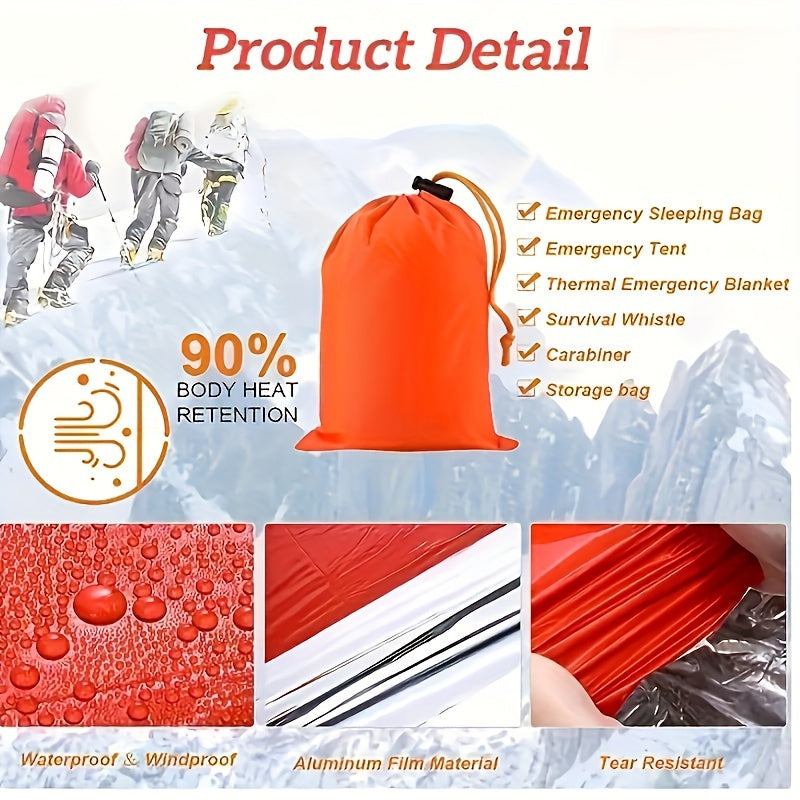 Emergency Sleeping Bag Insulated First Aid Sleeping Bag PE Orange Cloth Bag