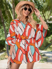 Casual Loose Drawstring Waist 3/4 Sleeve Romper Jumpsuit