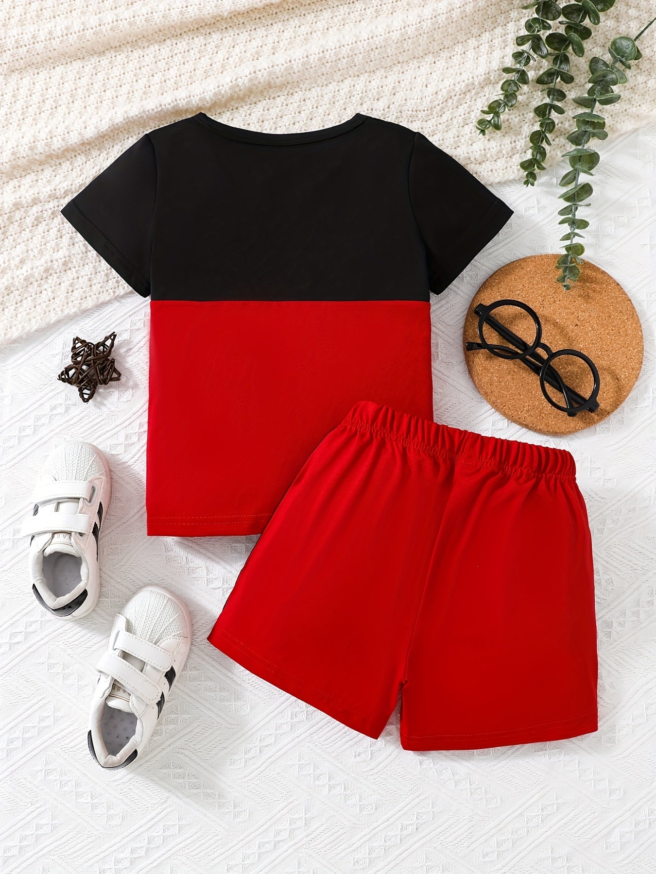 Boys Block Letter Outfit Shorts & T-shirt Casual Summer Clothes