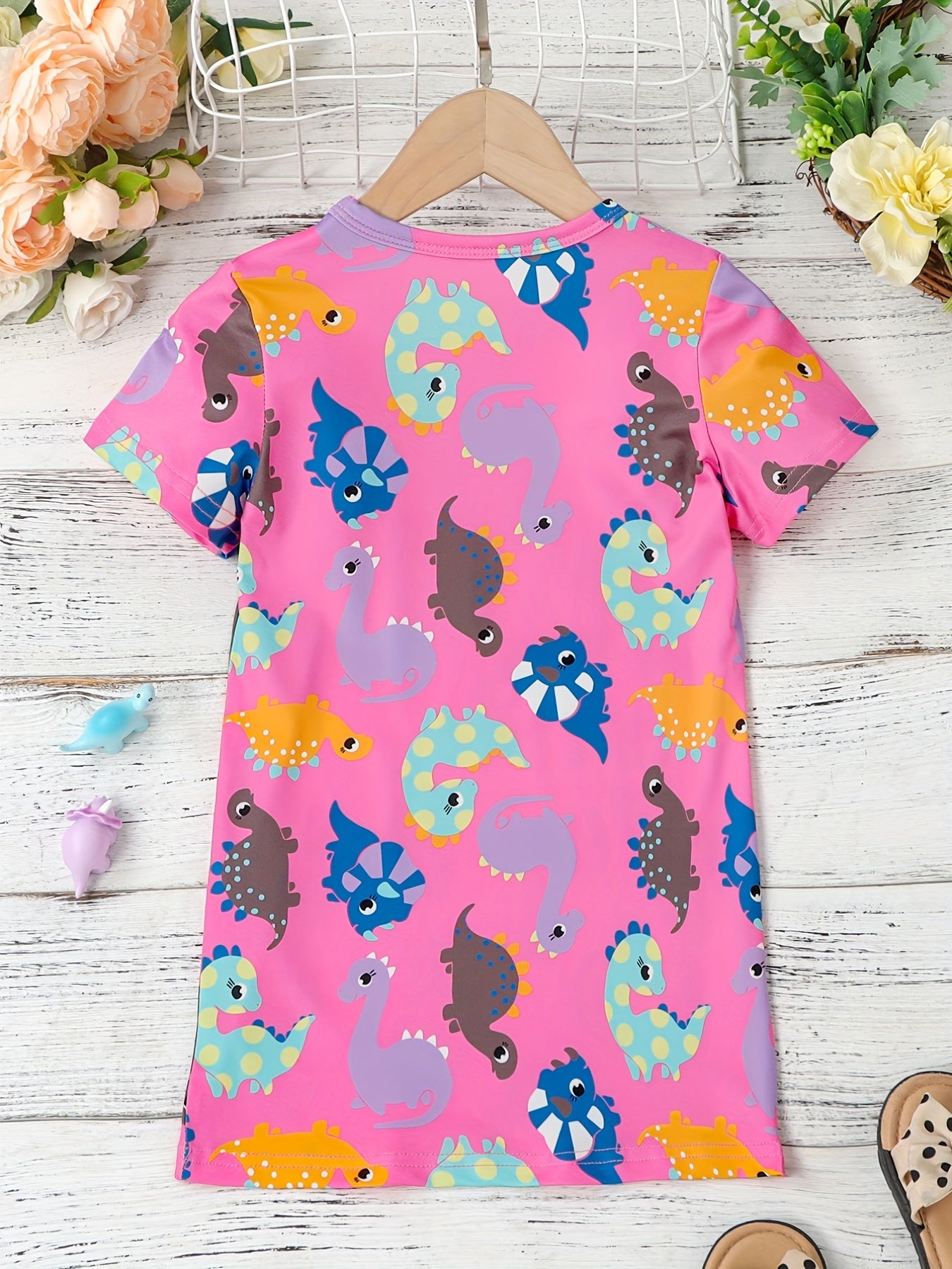 Toddler Girls Dinosaur Graphic T shirt Dress Party Kids Summer Clothes