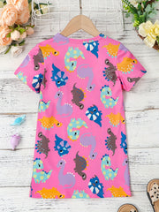 Toddler Girls Dinosaur Graphic T shirt Dress Party Kids Summer Clothes