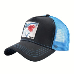 Shark Embroidery Patch Mesh Trucker Hat Lightweight Sunshade Dad Cap