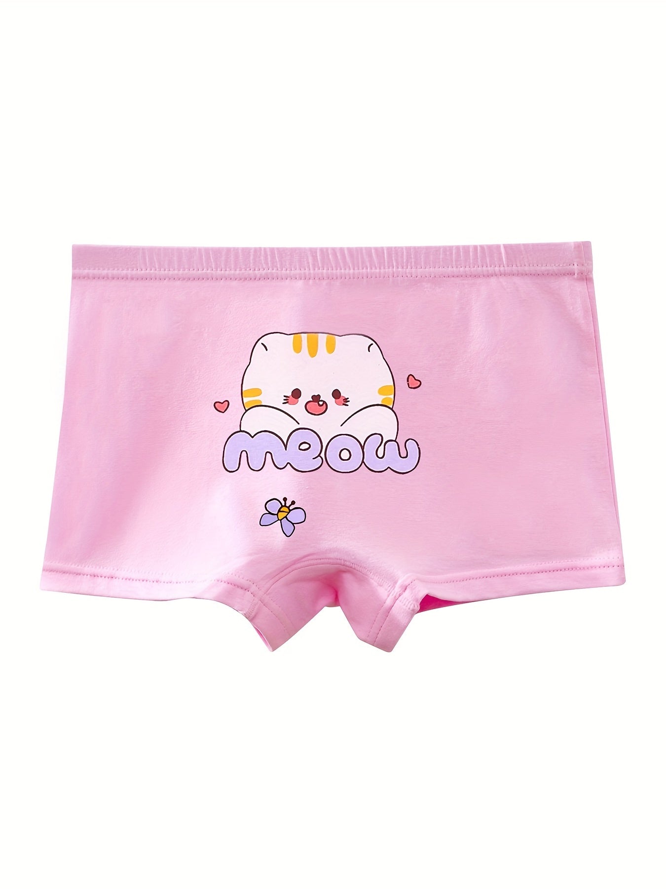 4 Pack Girls Cotton Boxer Shorts Cat Printed Underwear for Kids