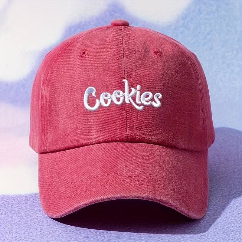 Candy Washed Distressed Baseball Cap, Embroidered Letter, Adjustable Dad Hat