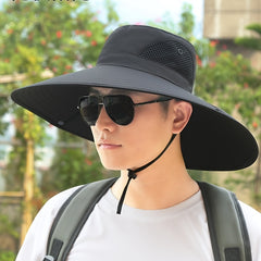 Wide Brim Sun Hat UV Protection Fisherman Hat With Drawstring