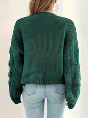 Solid Jacquard Long Sleeve Open Front Cardigan