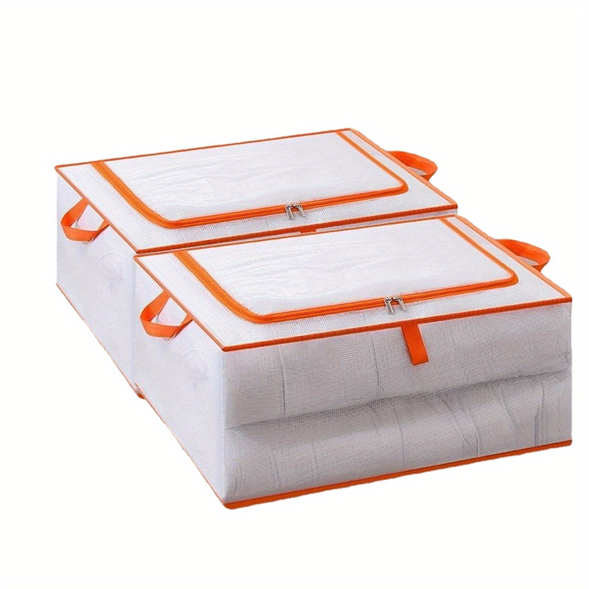 Orange Foldable Clothes Storage Box Sturdy Handles Large Moving Bag