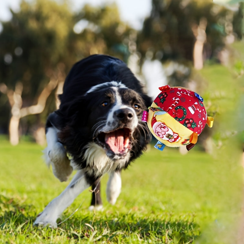 Christmas Toy Ball Ringing Bell Santa Claus Dog Toy