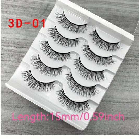 3D False Eyelashes Chemical Fiber Natural Bushy Lashes 5 Pairs