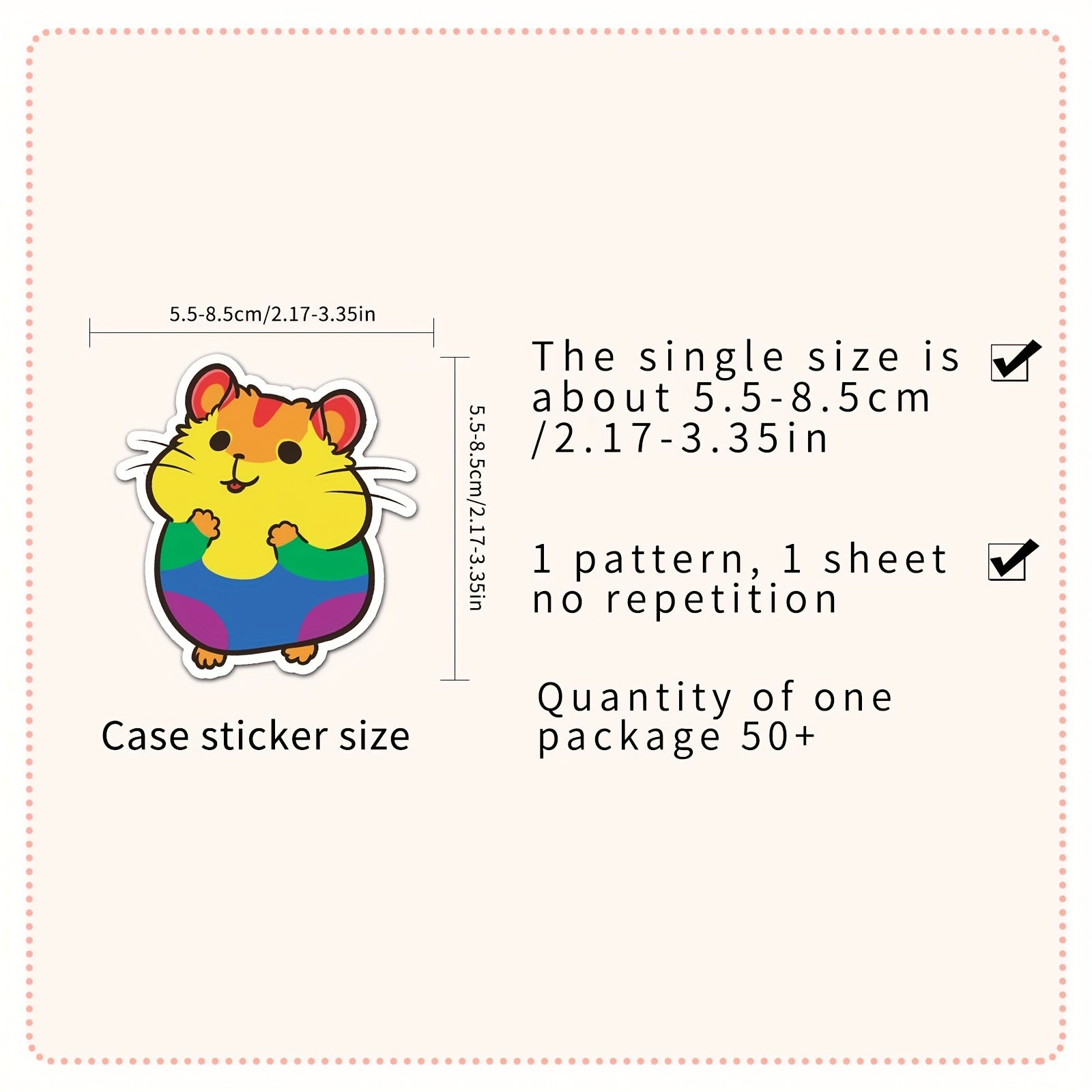 50pcs Cartoon Hamster Animal Stickers Waterproof for Laptop Car Refrigerator