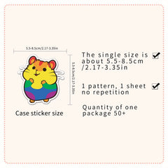 50pcs Cartoon Hamster Animal Stickers Waterproof for Laptop Car Refrigerator
