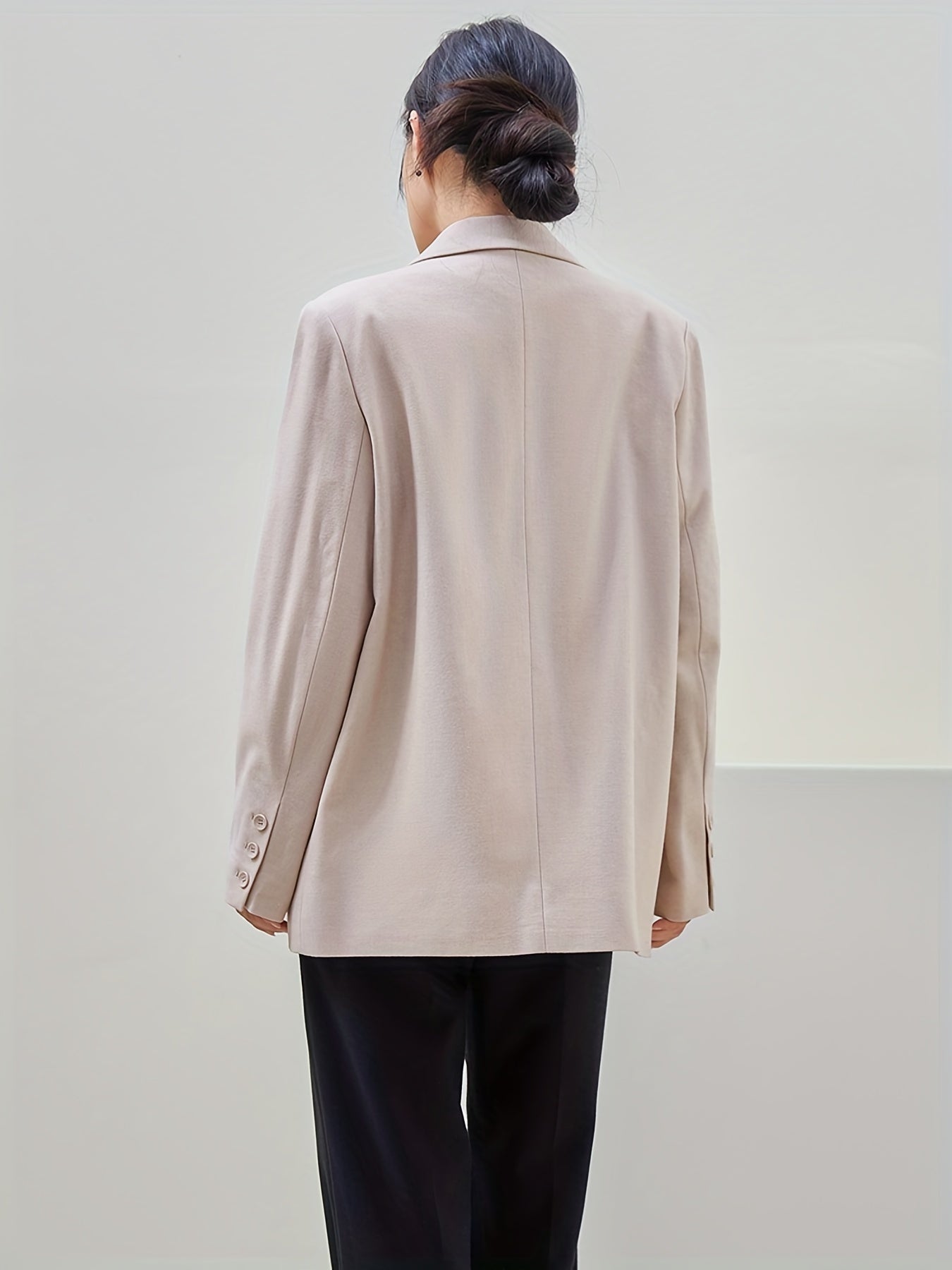 Double Breasted Blazer Casual Lapel Long Sleeve Office Outerwear
