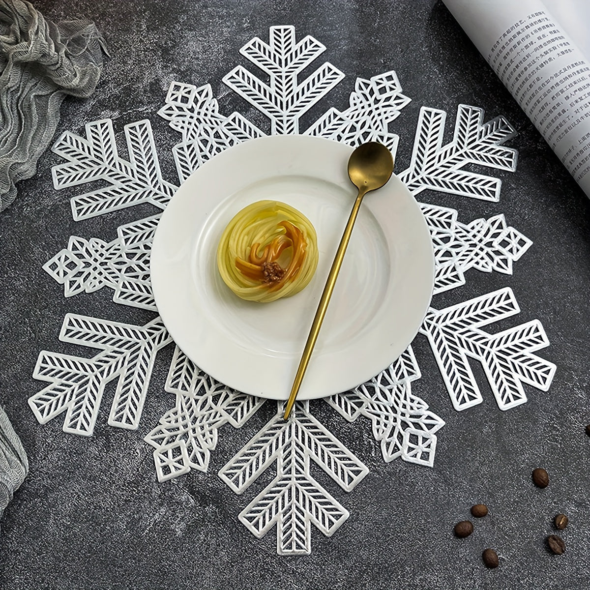 4pcs Nordic Snowflake PVC Placemats - Holiday Table Mat