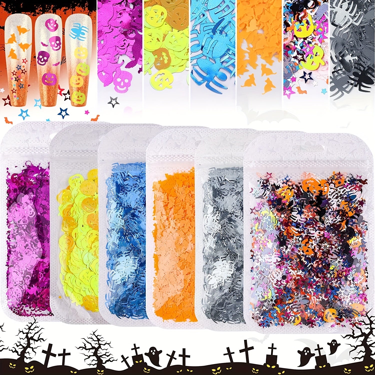 Halloween Glitter 3D Holographic Nail Art Decoration