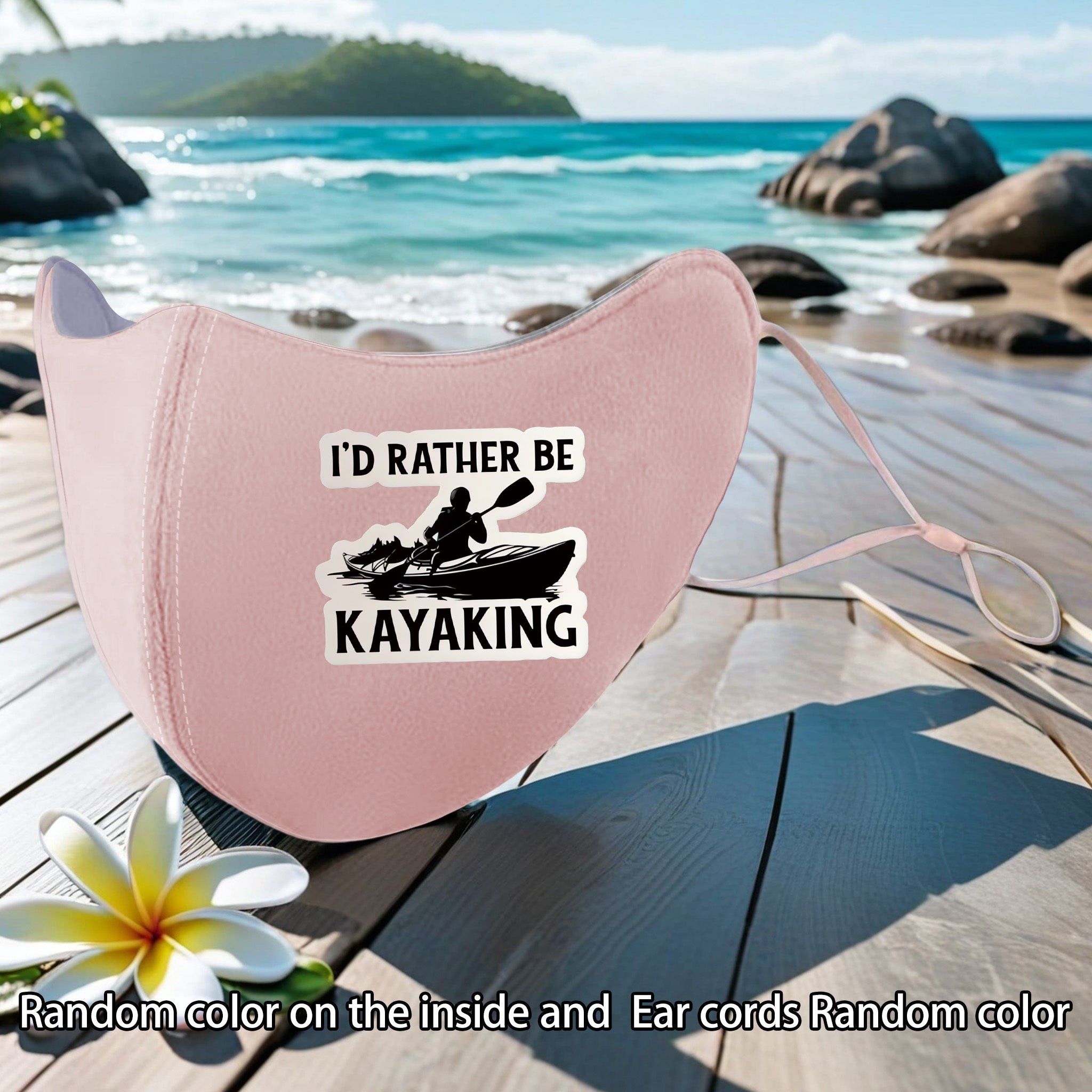 Plush Kayaking Mask 9136 I'D Rather Be Kayaking Print