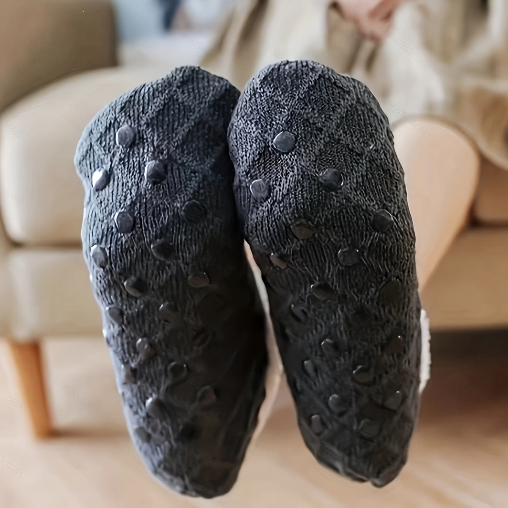 Winter Plush Home Slippers Women Warm Comfortable Cotton Knitted Slipper