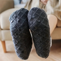 Winter Plush Home Slippers Women Warm Comfortable Cotton Knitted Slipper