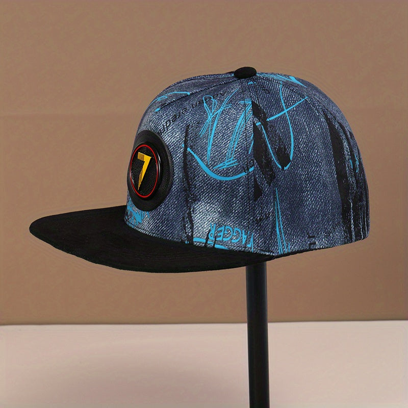 Vintage Graffiti Print Snapback Cap Lightweight Cotton Dad Hat