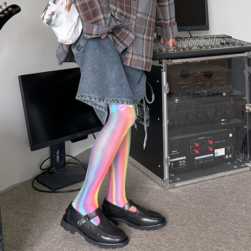 Colorful Rainbow Thigh High Socks for Women